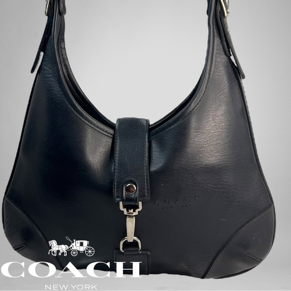 COACH Hamptons Black Leather Hobo Bag